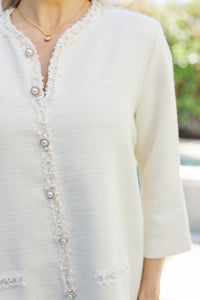 Speak Up Cream Tweed Dress