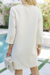 Speak Up Cream Tweed Dress