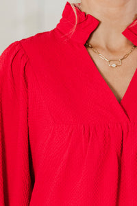 Above And Beyond Red Textured Shift Dress