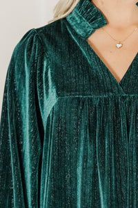 Above And Beyond Emerald Velvet Shift Dress