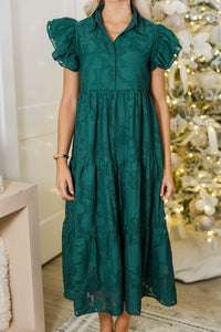 More Good Days Emerald Textured Midi Dress