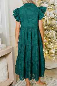 More Good Days Emerald Textured Midi Dress