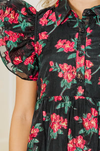 More Good Days Black Brocade Midi Dress