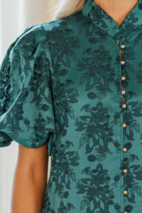 Listen To Me Emerald Green Brocade Midi Dress