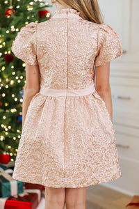 Girls: Vanilla Joy Pink Brocade Dress
