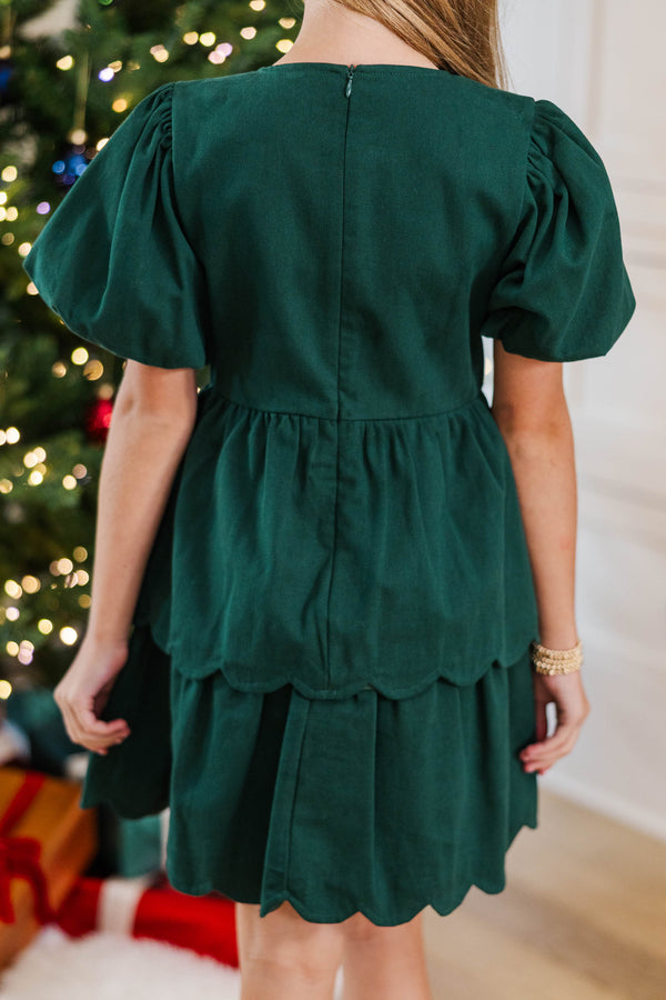 Girls: The Raighlyn Emerald Scallop Dress