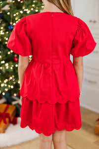 Girls: The Raighlyn Red Scallop Dress