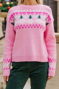 Cozy Intentions Pink Fair Isle Sweater