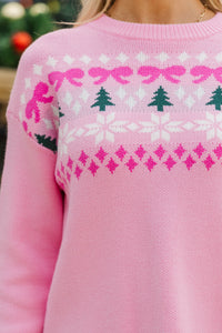Cozy Intentions Pink Fair Isle Sweater