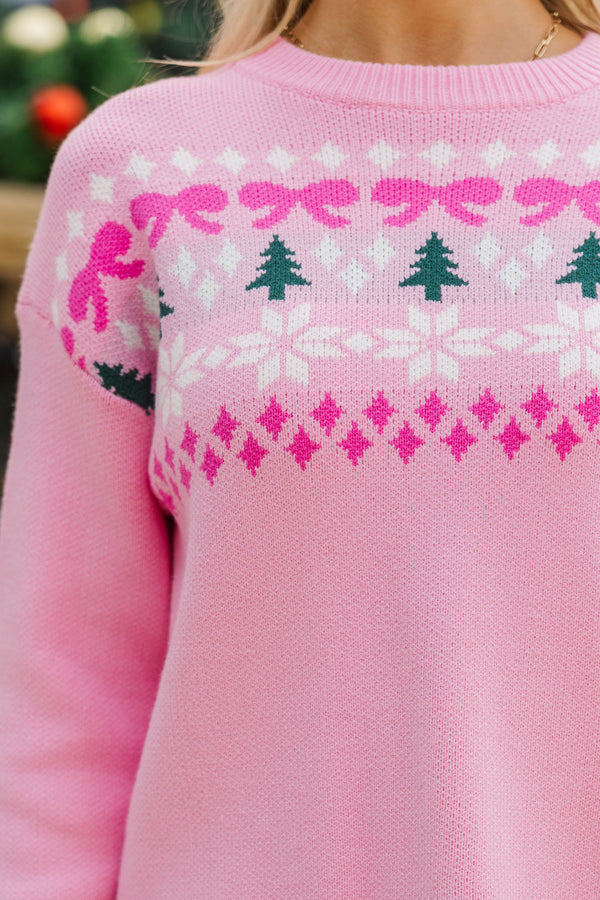 Cozy Intentions Pink Fair Isle Sweater