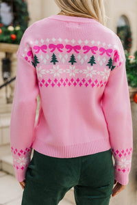 Cozy Intentions Pink Fair Isle Sweater
