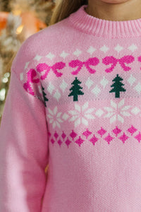Girls: The Lila Grace Pink Fair Isle Sweater