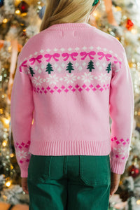 Girls: The Lila Grace Pink Fair Isle Sweater