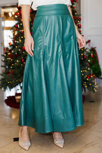 City Chic Emerald Faux Leather Midi Skirt