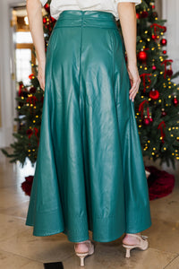 City Chic Emerald Faux Leather Midi Skirt