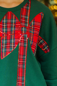 Wrapped In Plaid Emerald Sequin Sweatshirt