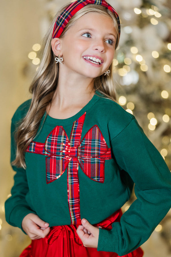 Girls: Christmas Wishes Emerald Sequin Sweatshirt