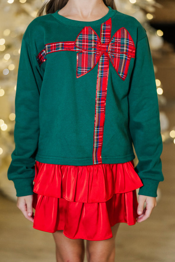 Girls: Christmas Wishes Emerald Sequin Sweatshirt