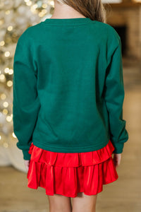 Girls: Christmas Wishes Emerald Sequin Sweatshirt