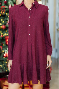 Share Your Story Burgundy Red Shimmer Dress