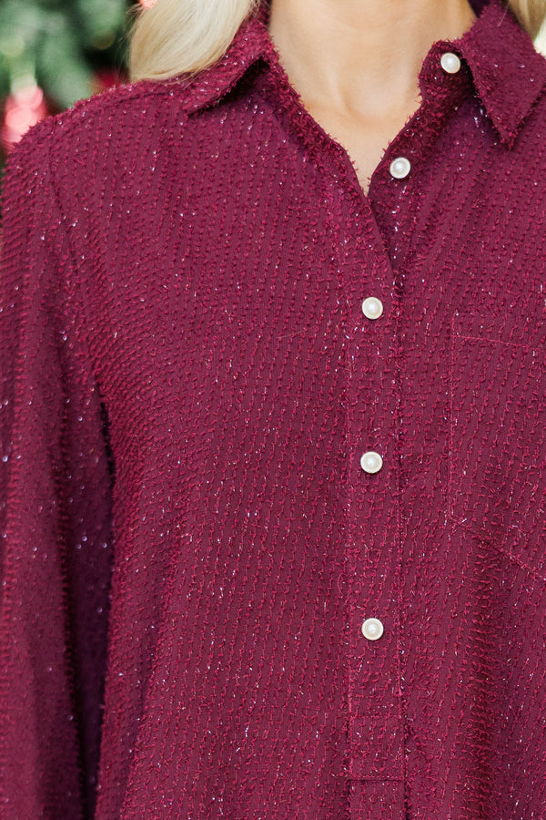 Share Your Story Burgundy Red Shimmer Dress