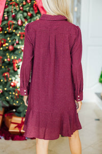 Share Your Story Burgundy Red Shimmer Dress