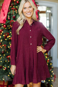 Share Your Story Burgundy Red Shimmer Dress