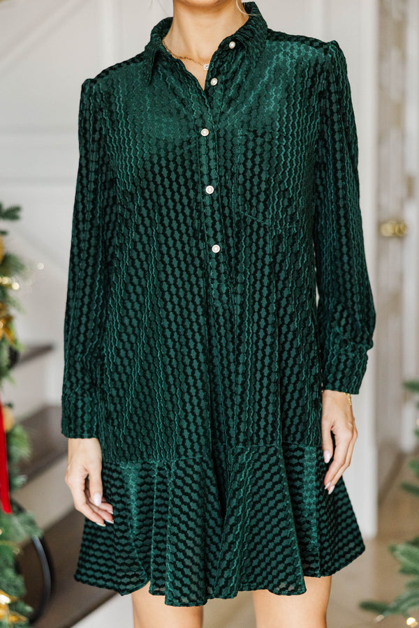 Share Your Story Emerald Green Velvet Dress
