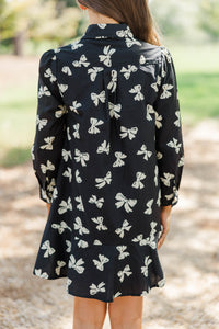 Girls: Share Your Story Black Bow Print Dress