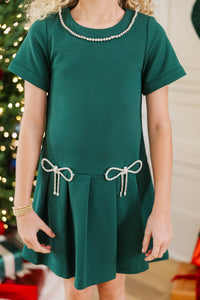 Girls: Tinsel and Twirl Emerald Rhinestone Bow Dress