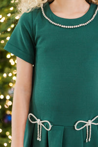 Girls: Tinsel and Twirl Emerald Rhinestone Bow Dress