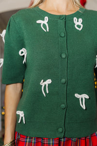 Almost Yours Emerald Bow Cardigan