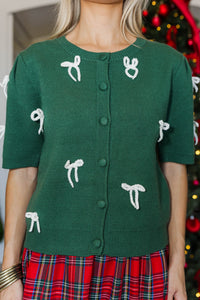 Almost Yours Emerald Bow Cardigan