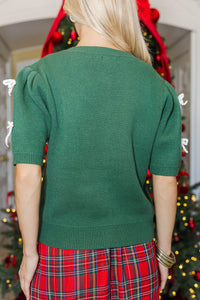 Almost Yours Emerald Bow Cardigan