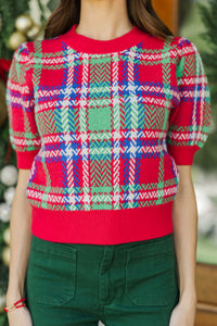 Festive Plans Red Plaid Sweater