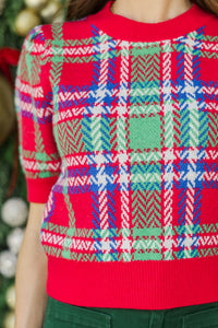 Festive Plans Red Plaid Sweater