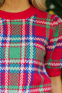 In Season Red Plaid Sweater