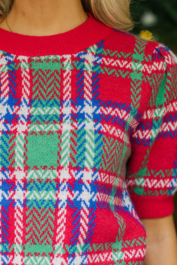 In Season Red Plaid Sweater