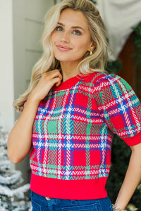 In Season Red Plaid Sweater