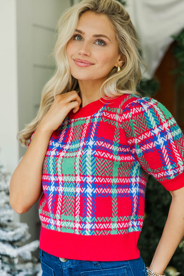 In Season Red Plaid Sweater