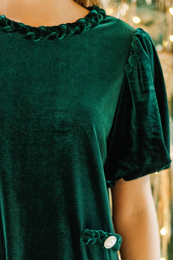 Ask You Out Emerald Green Velvet Dress