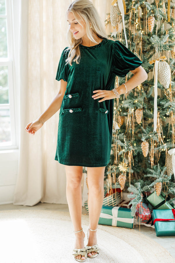 Ask You Out Emerald Green Velvet Dress