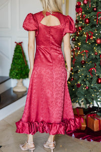 Focus On Me Red Textured Bubble Hem Maxi Dress