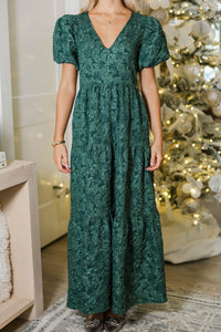 Effortless Glow Emerald Jaquard Maxi Dress