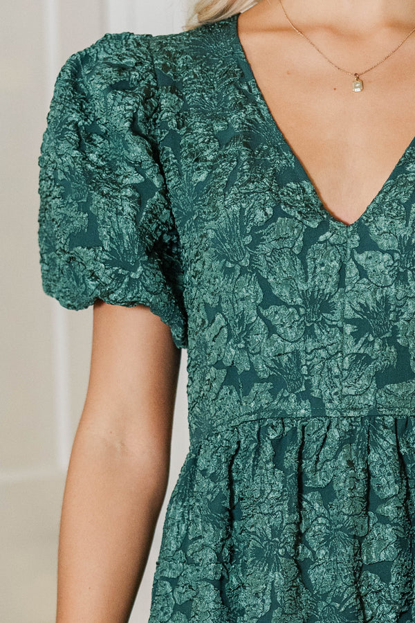 Effortless Glow Emerald Jaquard Maxi Dress