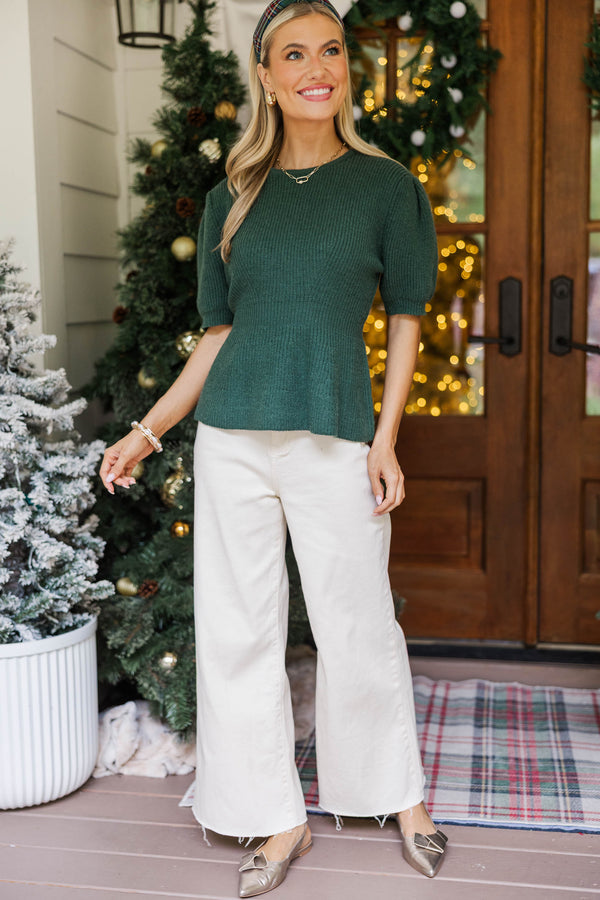 In The Know Emerald Peplum Sweater