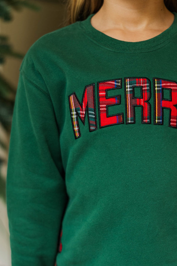 Girls: So Very Merry Emerald Green Sweatshirt