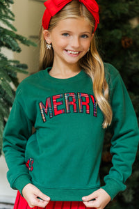 Girls: So Very Merry Emerald Green Sweatshirt