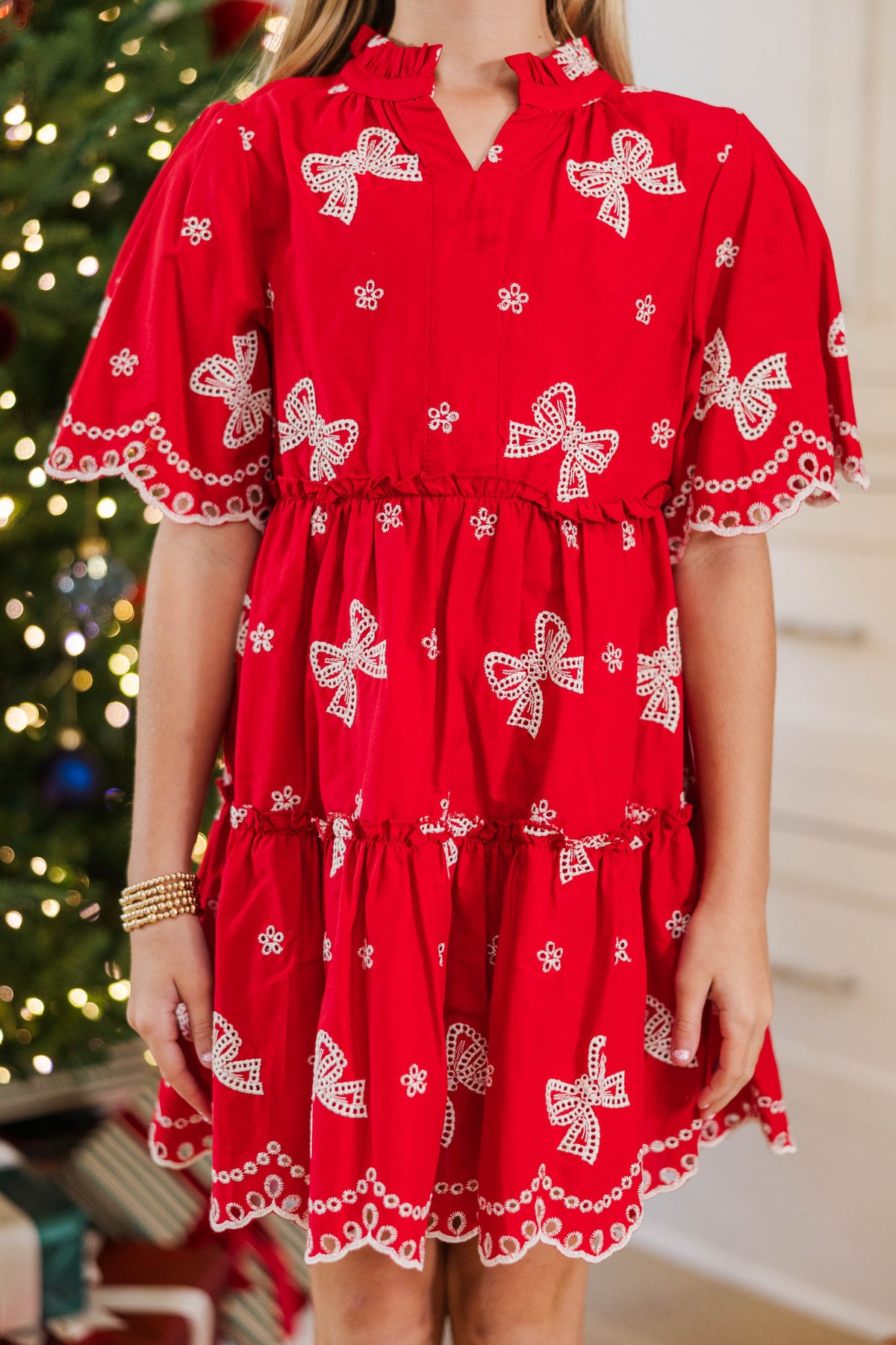 eyelet dress red Girls: The Stephanie Red Eyelet Dress – Shop the Mint