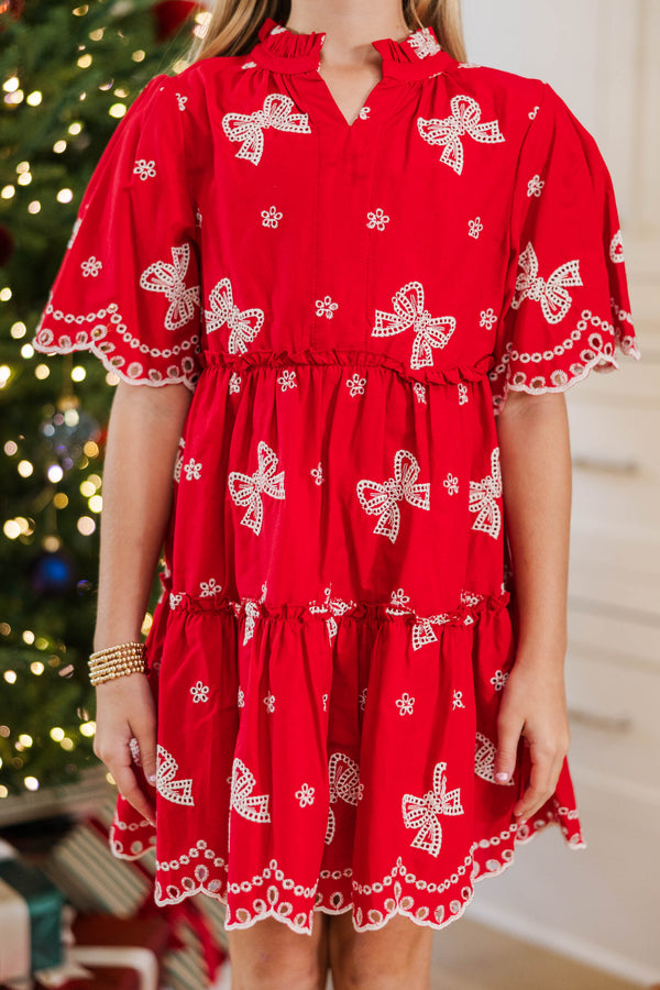 Girls: The Stephanie Red Eyelet Dress